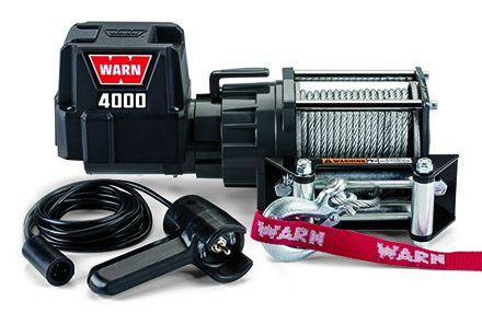 Warn - 94000 12 Volt 4000 LB Cap 43 Ft Wire Rope Roller Fairlead Planetary Gear Drive