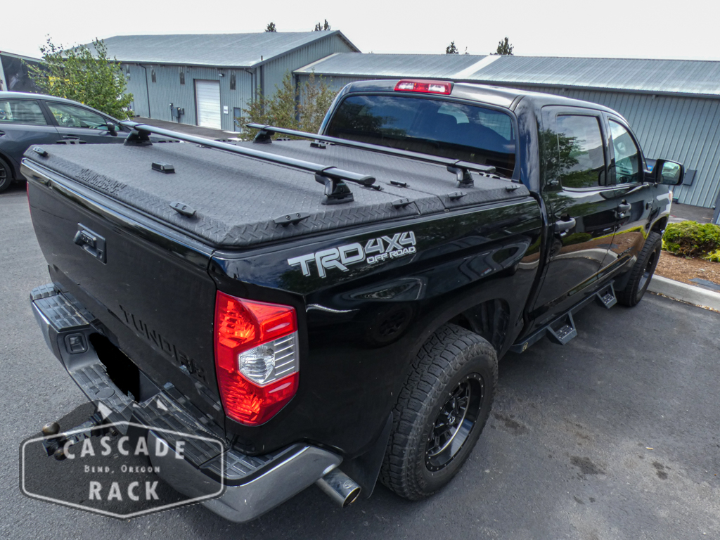 2018 Toyota Tundra – Bed Rack – Yakima Skyline Feet Mounted Onto Tonneau 